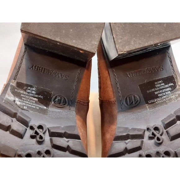 Sam & Libby Faux Brown Leather Ankle Boots Womens Size 11 - Picture 7 of 10
